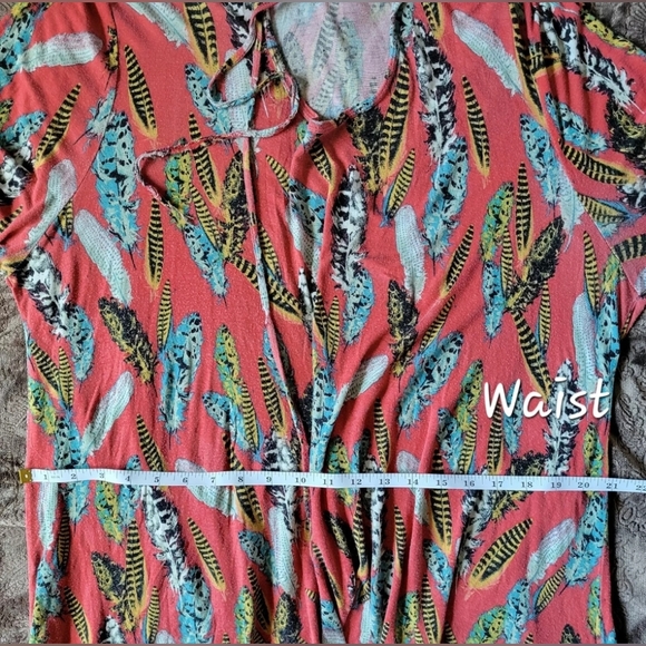 American Rag Feather Pattern Hoodie Shirt Soft Stretchy BOHO  Size 1X - Picture 8 of 9